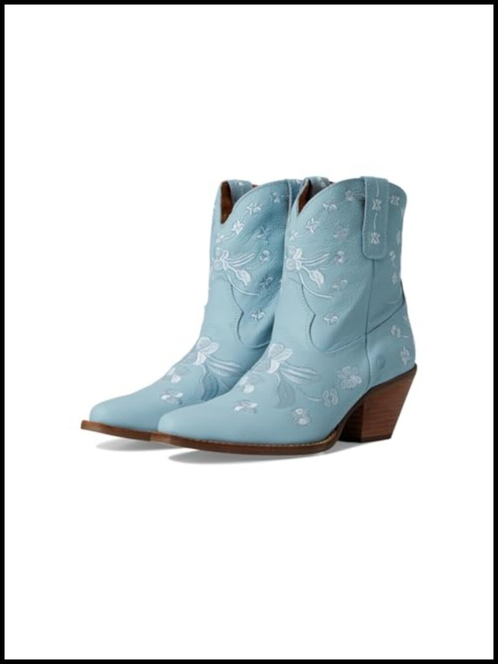 Dingo Leather Embroidered Snip Toe Pull On Ankle Bootie Casual Western Boots